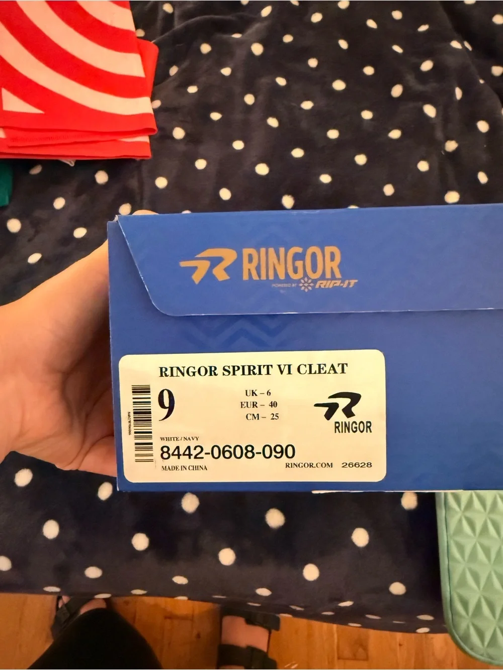 Women’s Red, White, and Blue Ringor Plastic Softball Cleats